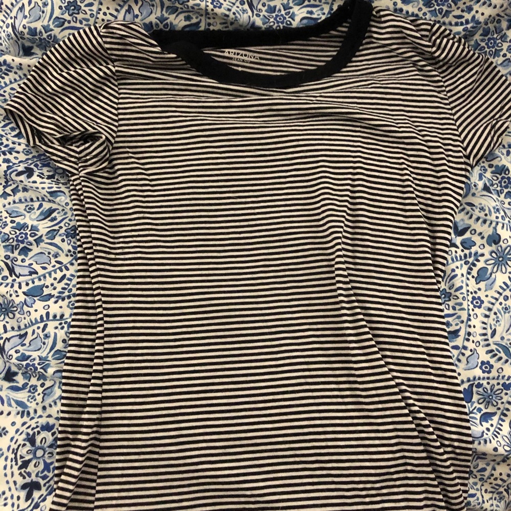 striped white & black top size small